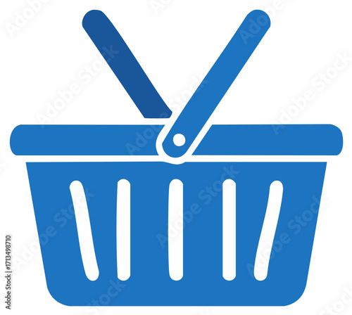 Blue Shopping Basket Icon Graphic for Retail and Online Commerce Visual Concepts