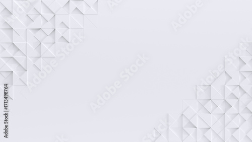 コーナーに幾何学模様を配置した白のミニマルな背景