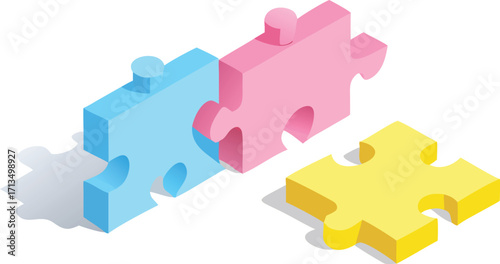 Connected colorful puzzle pieces representing teamwork collaboration and problem solving ideas vector