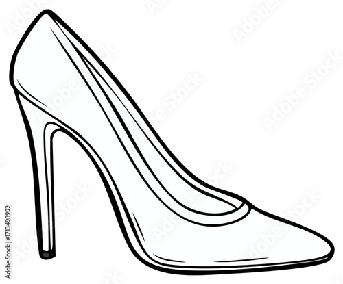Elegant High Heel Shoe Illustration Single Object Fashionable Footwear Line Art