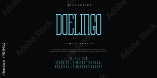 Doelingo Modern minimal abstract alphabet fonts. Typography technology, electronic, movie, digital, music, future, logo creative font. vector illustration