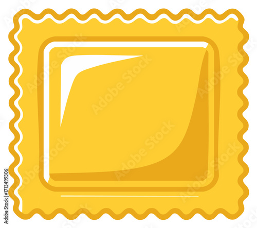 Vector Ravioli Icon Square Pasta Dough Pillow with Wavy Edge Design