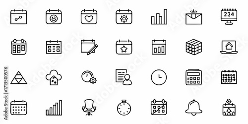 Collection of  Modern business icons for planning, strategy, and productivity, perfect for web and app design