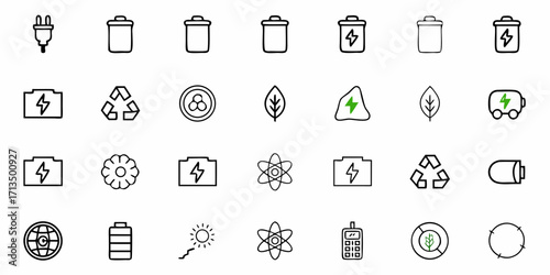 Collection of  Sustainable energy and eco-friendly icons for modern environmental concepts and green initiatives