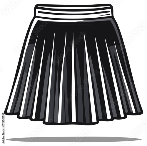 Stylish black pleated skirt fashion apparel icon vector design element