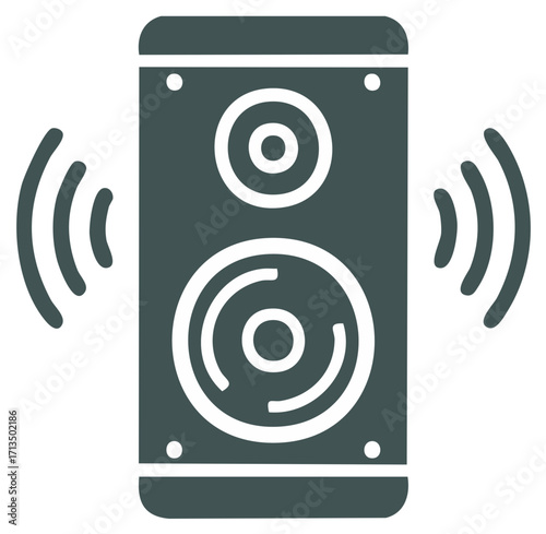 Sound Speaker Radiating Waves Musical Instrument Digital Vector Illustration