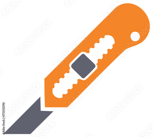 Orange and Gray Utility Knife Illustration: Cutter Tool, Blade, Craft Knife, Box Cutter, Stationer’s Knife, Crafting