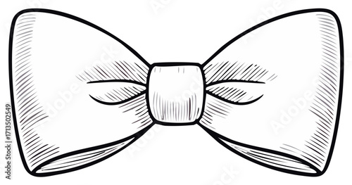 Classic hand-drawn bow tie illustration in a detailed vintage engraved monochrome style