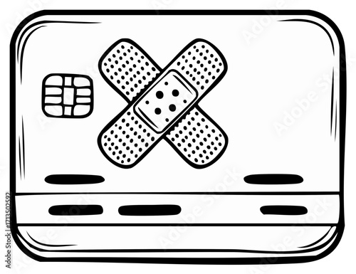 Credit Card with Bandages Illustrating Financial Distress and Recovery Concept