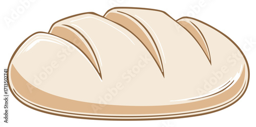 Illustration of a Freshly Baked Bread Loaf with Textured Surface, Brown Crust