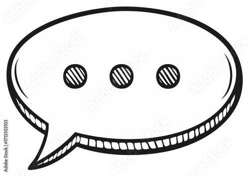 Doodle Style Speech Bubble with Ellipsis Dots Icon Vector Illustration