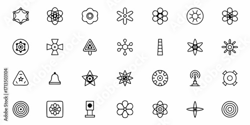 Collection of  Modern abstract icons and symbols collection for science, technology, and design projects