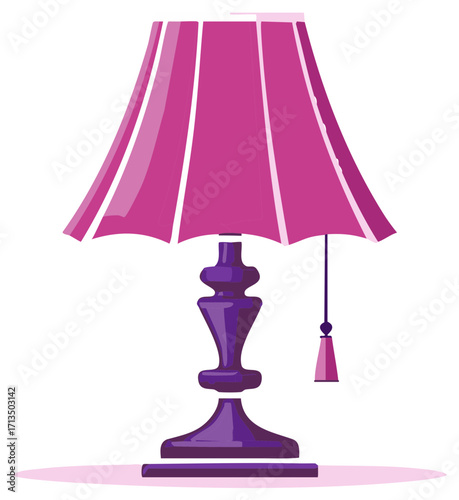 Stylish pink and purple table lamp vector illustration for modern home interior lighting