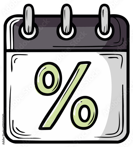 Calendar with a percentage sign hand drawn icon for sales discounts loan interest or tax deadlines