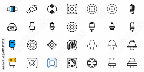 Collection of  Diverse electronic components and connectors for technology and engineering projects
