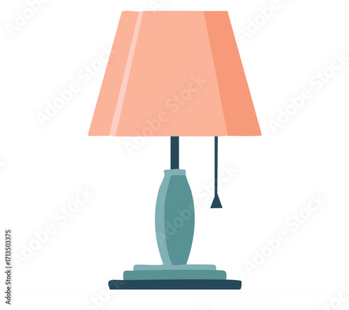 Modern Desk Lamp with Peach Lampshade and Teal Base