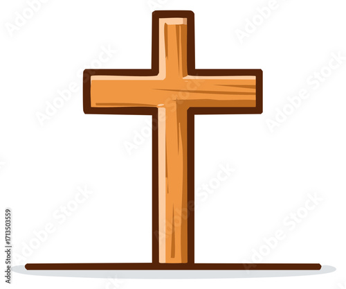 Simple stylized wooden Christian cross vector illustration