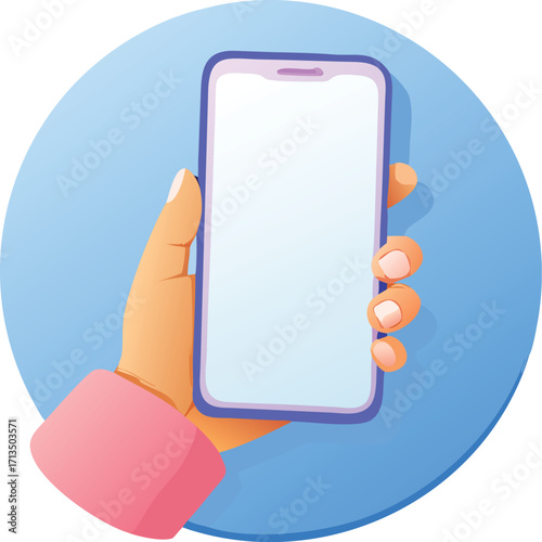 Hand holding modern smartphone for digital content and app presentation vector