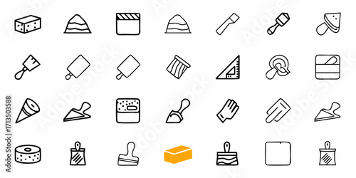 Collection of  Doodle icons for construction, DIY, and creative projects, perfect for design inspiration