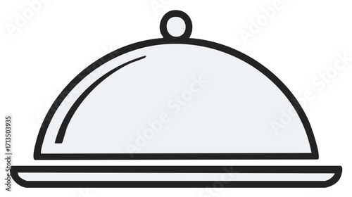 Elegant Food Service Cloche with Silver Finish Illustration Isolated on a Clean Background