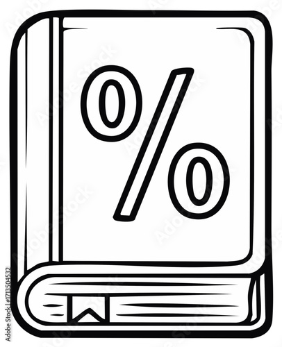 Book with percent symbol on cover, illustration concept