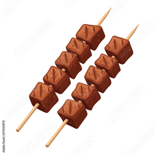 Delicious grilled meat skewers, perfect for barbecues and outdoor gatherings, showcasing succulent cubes of meat grilled to perfection