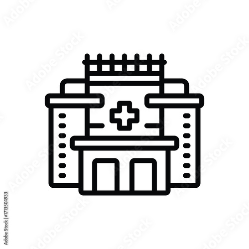 Black line icon for pediatric hospital