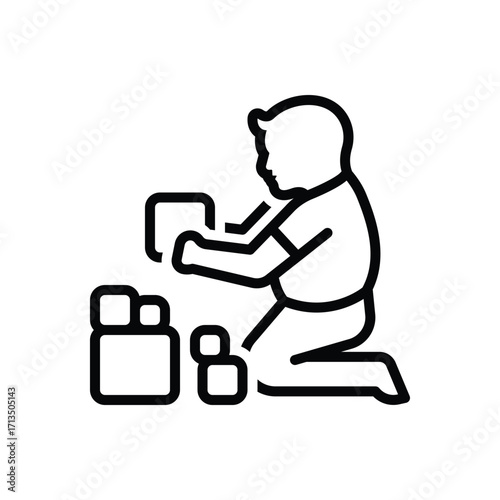 Black line icon for playful pediatrics