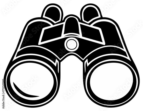Monochrome illustration of a pair of binoculars, vector illustration