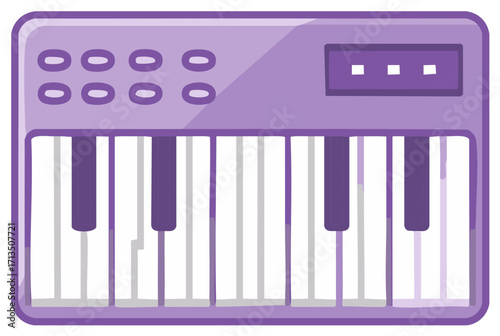 Purple keyboard digital music synthesizer instrument illustration