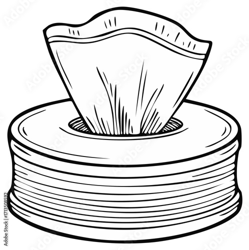 Round Tissue Box with Stack of Paper Handkerchiefs Pop Up Design