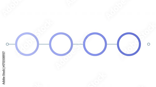4 steps animation of a blue gradient circle chain timeline. Suitable for presentations, infographics, social media posts, and website design elements. A modern visual representation.
