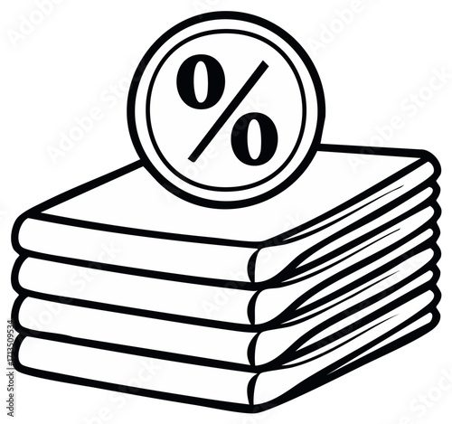 Percentage Symbol on a Stack of Folded Clothes Laundry or Dry Cleaning Discount Icon