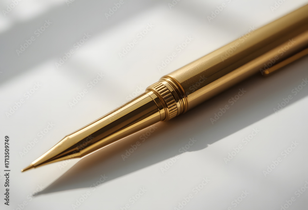 Naklejka premium A macro shot capturing the luxurious details and golden elegance of a fine writing pen.
