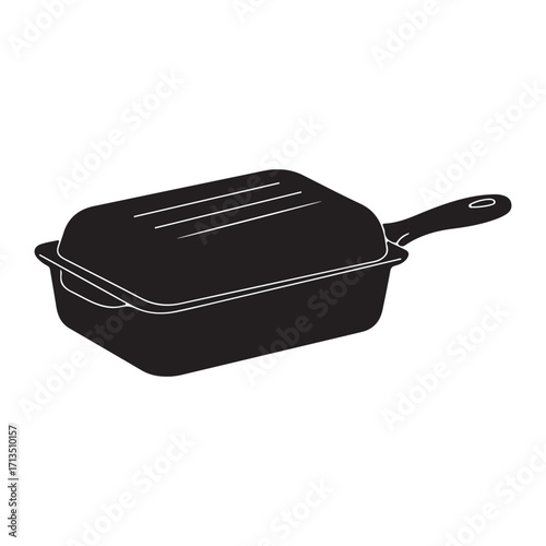 Black grill pan with lid isolated on white background kitchenware essential for healthy cooking indoors and outdoors versatile cooking utensil