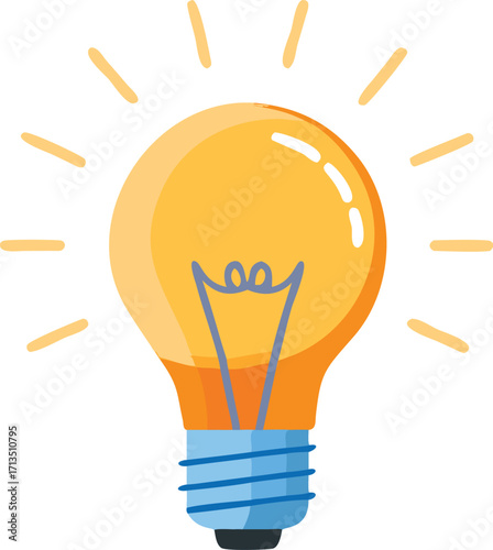 Bright idea light bulb glowing with inspiration and innovation symbol vector