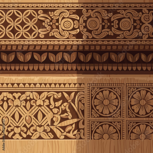 Ornate wood carvings, decorative patterns, and intricate designs in a variety of styles.