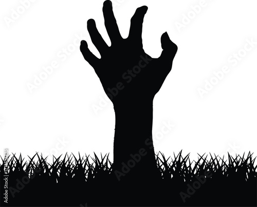 Black hand emerging from grass vector