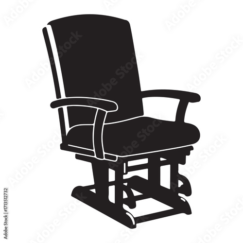Black Silhouette of a Glider Rocking Chair for Nursery and Relaxation in Vector Illustration