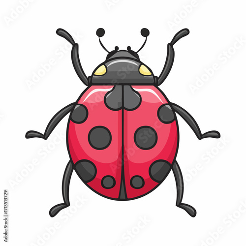 Vibrant Cartoon Ladybug A Cheerful Illustration with Red and Black Details