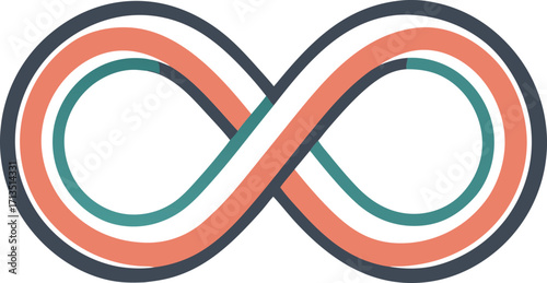 Minimal double infinity symbol, thin outline, flat angle, white background.