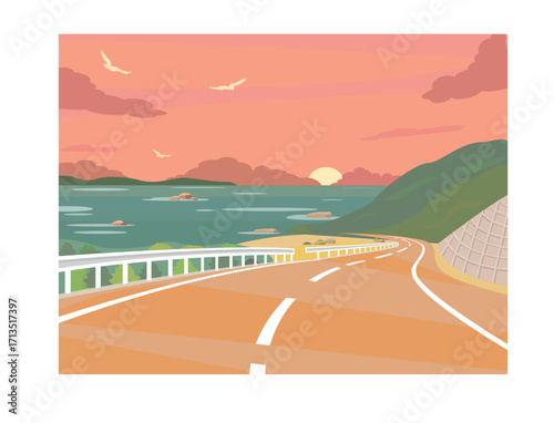 秋の海岸線の風景