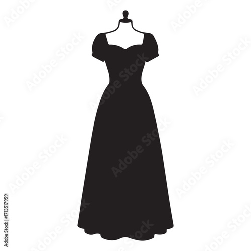 Elegant black dress silhouette on mannequin for fashion design and style showcasing classic feminine attire