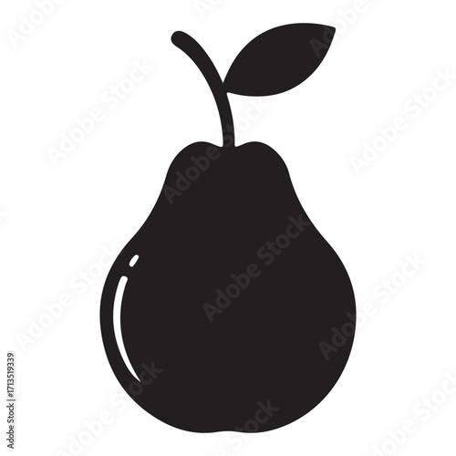 Elegant Pear Silhouette Illustration Black and White Fruit Graphic Design Element Perfect for Food Blogs Recipes and Healthy Eating Concepts