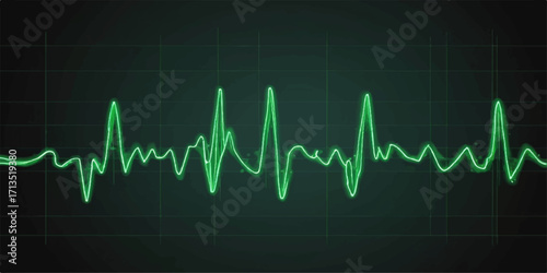 The green line of an EKG monitor shows the steady pulse and heartbeat rate of a healthy life in medicine and health illustration