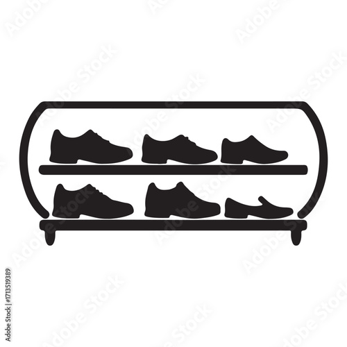 Elegant Shoe Rack with Multiple Pairs Stylish Footwear in Minimalist Black Silhouette Offers Smart Storage Solutions and Enhances Home Organization