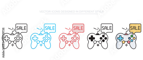 gamepad sale icon design with white background stock illustration