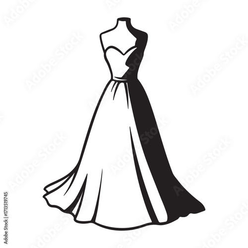 Elegant Wedding Dress Silhouette on Mannequin Ideal for Bridal Shops and Wedding Planning Designs and Fashion Illustrations