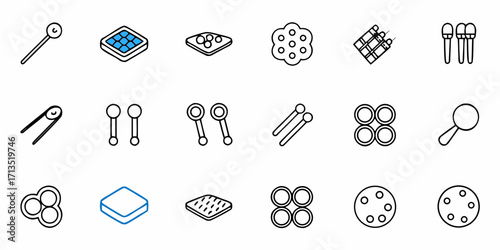 Illustration featuring an assortment of cosmetic items and beauty accessories in a simple line drawing style