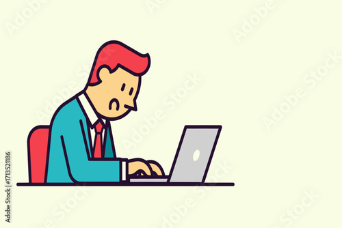Anxious Business Person Working on a Laptop - A Visual Depiction of Workplace Stress